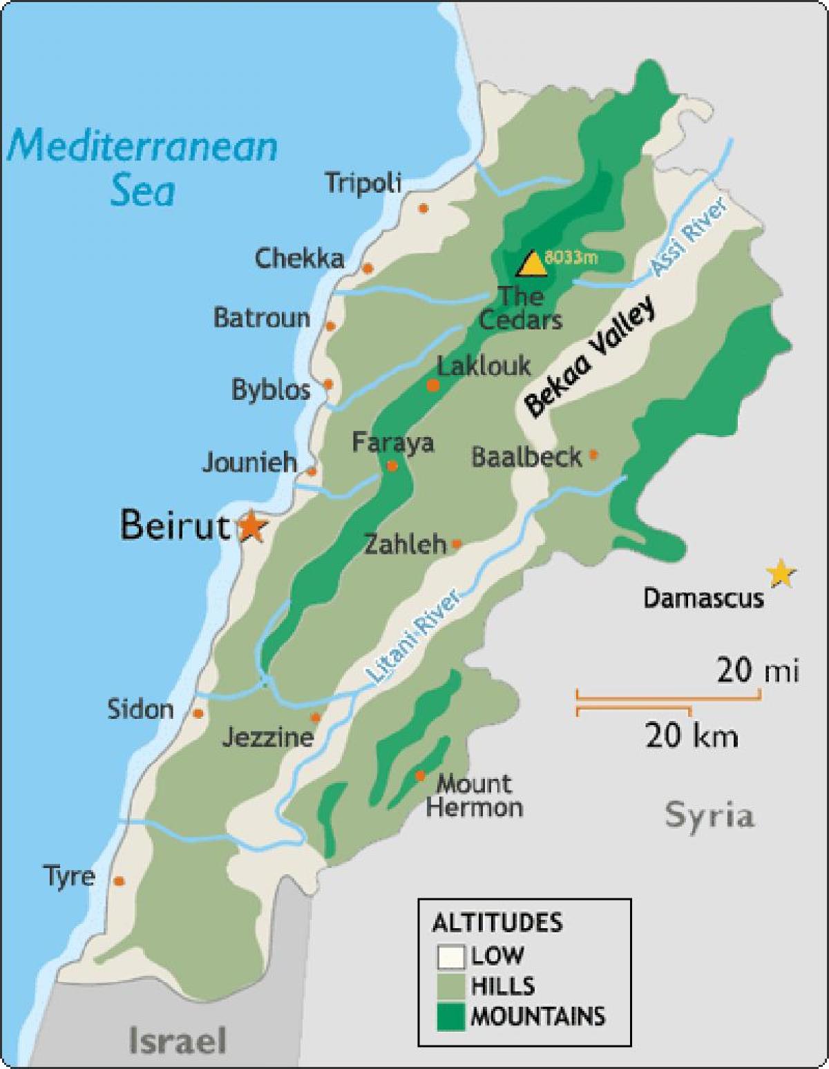 žemėlapis Libanas klimato
