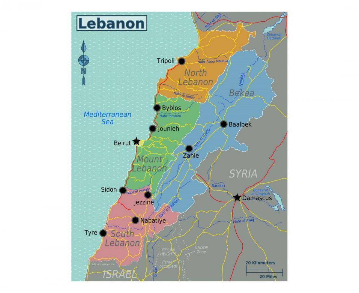 žemėlapis Libano turizmo