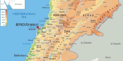 Žemėlapis Libanas fizinio